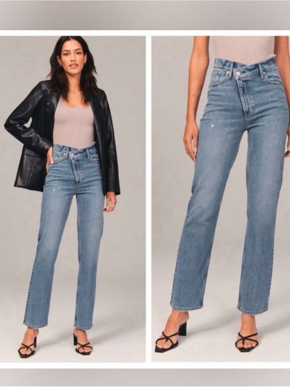 Abercrombie Curve Love Asymmetrical High Rise Straight Leg